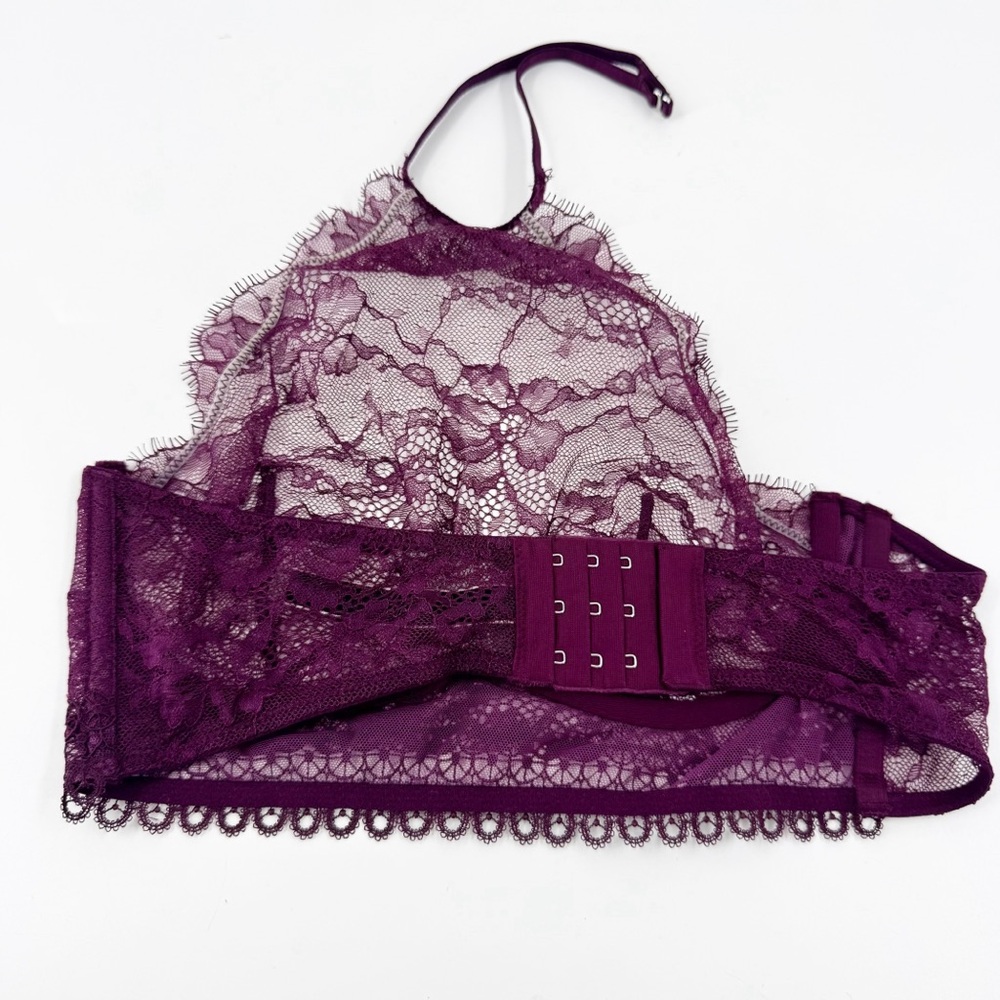 ✅ Victoria's Secret Very Sexy High Neck‎ Lace Bralette 34B Purple - Picture 5 of 7